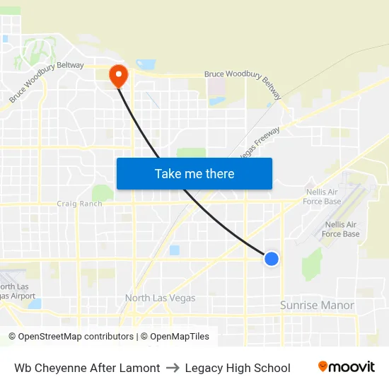 Wb Cheyenne After Lamont to Legacy High School map