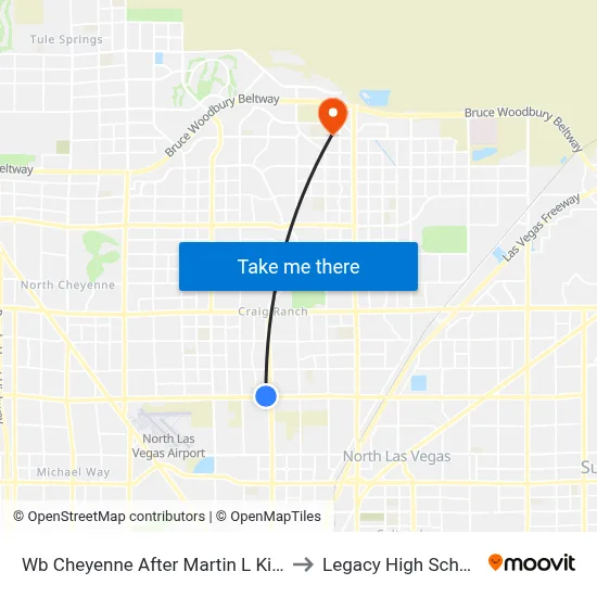 Wb Cheyenne After Martin L King to Legacy High School map