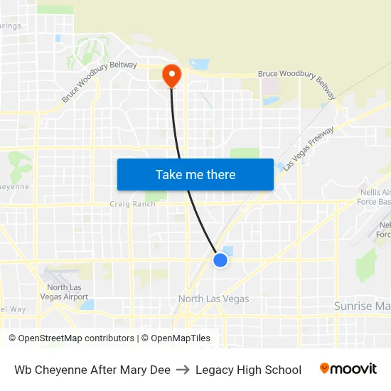 Wb Cheyenne After Mary Dee to Legacy High School map