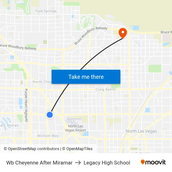 Wb Cheyenne After Miramar to Legacy High School map