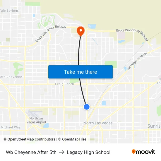 Wb Cheyenne After 5th to Legacy High School map