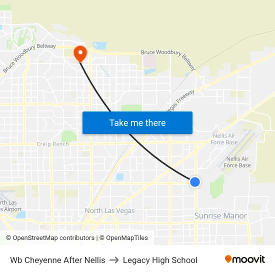 Wb Cheyenne After Nellis to Legacy High School map