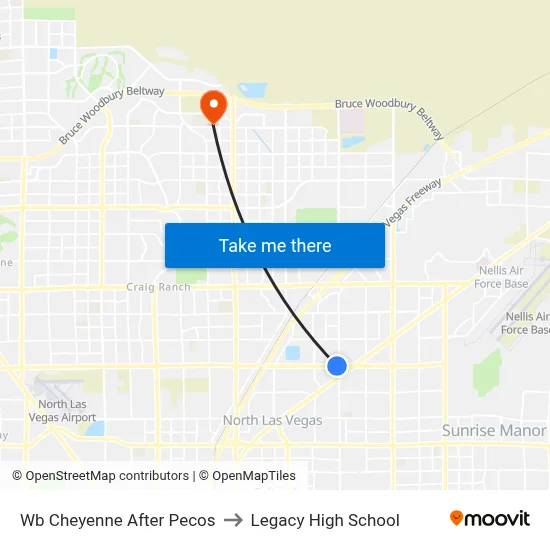Wb Cheyenne After Pecos to Legacy High School map