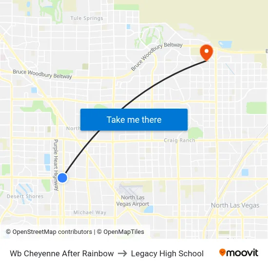Wb Cheyenne After Rainbow to Legacy High School map