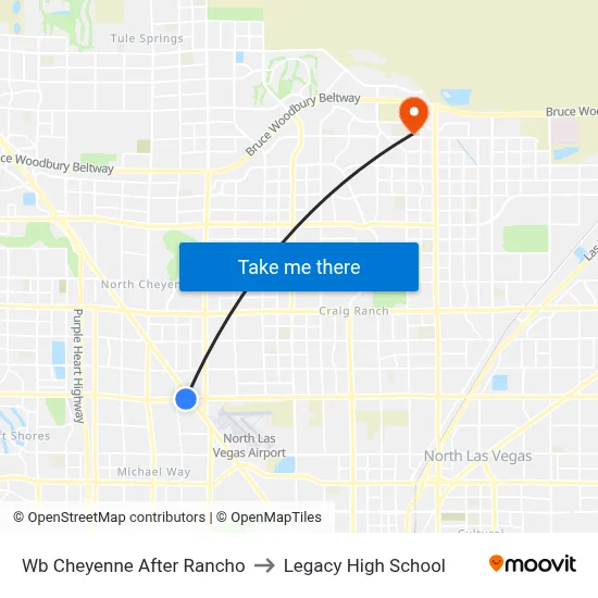 Wb Cheyenne After Rancho to Legacy High School map
