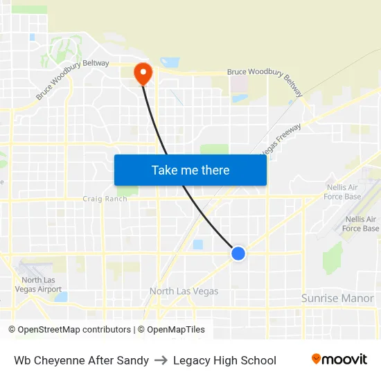 Wb Cheyenne After Sandy to Legacy High School map