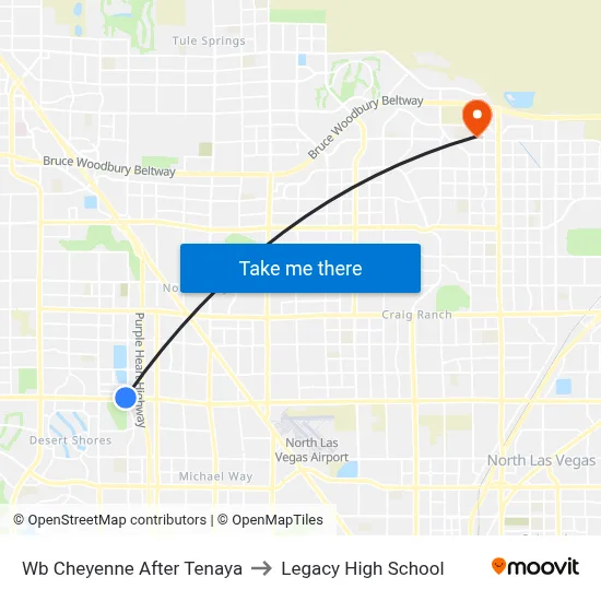 Wb Cheyenne After Tenaya to Legacy High School map