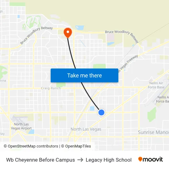 Wb Cheyenne Before Campus to Legacy High School map