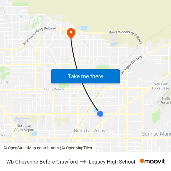 Wb Cheyenne Before Crawford to Legacy High School map