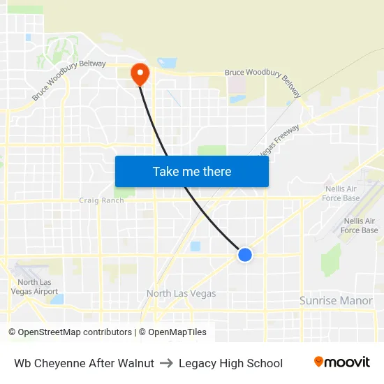 Wb Cheyenne After Walnut to Legacy High School map