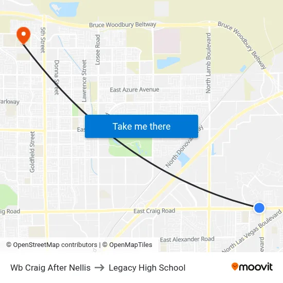 Wb Craig After Nellis to Legacy High School map
