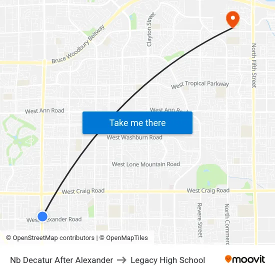 Nb Decatur After Alexander to Legacy High School map