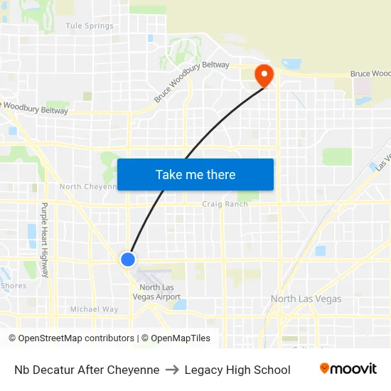 Nb Decatur After Cheyenne to Legacy High School map