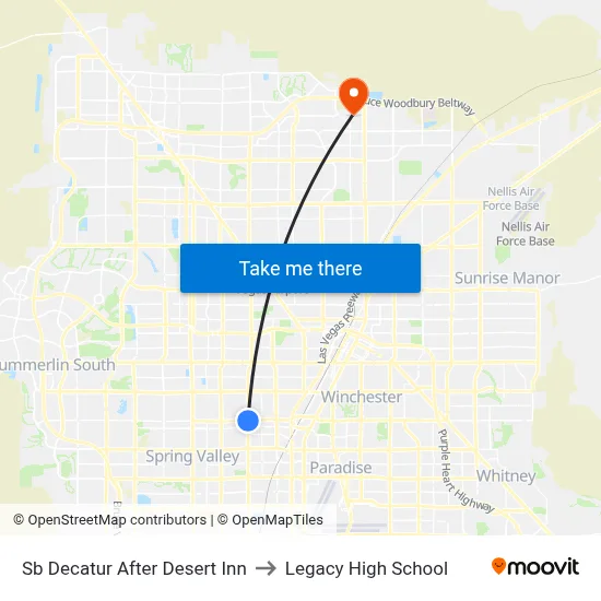 Sb Decatur After Desert Inn to Legacy High School map