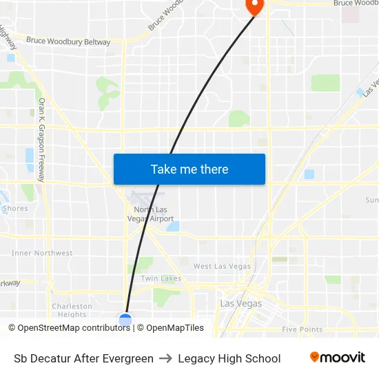 Sb Decatur After Evergreen to Legacy High School map