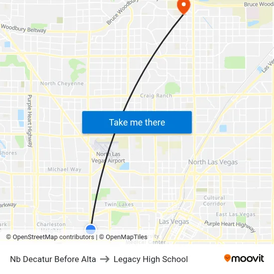 Nb Decatur Before Alta to Legacy High School map