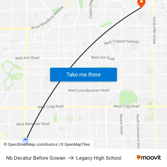 Nb Decatur Before Gowan to Legacy High School map