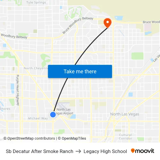 Sb Decatur After Smoke Ranch to Legacy High School map