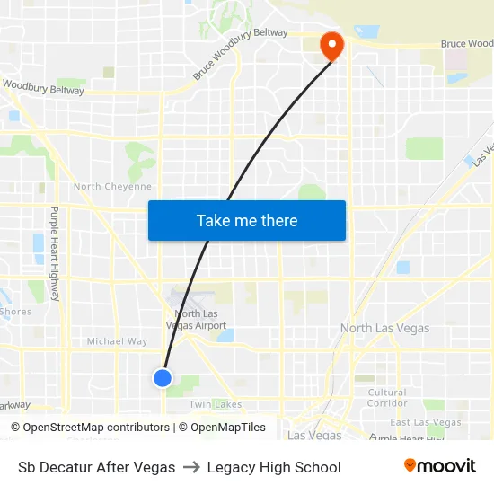 Sb Decatur After Vegas to Legacy High School map