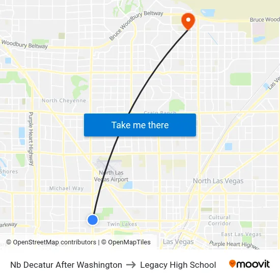 Nb Decatur After Washington to Legacy High School map