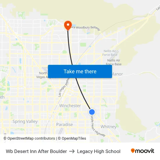 Wb Desert Inn After Boulder to Legacy High School map
