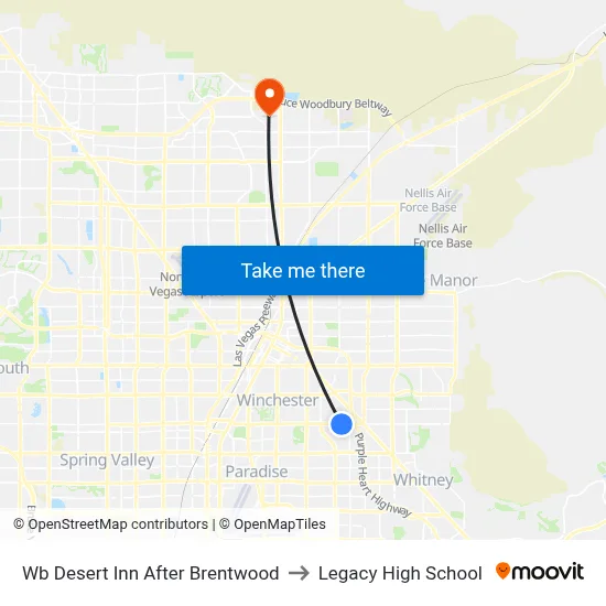 Wb Desert Inn After Brentwood to Legacy High School map