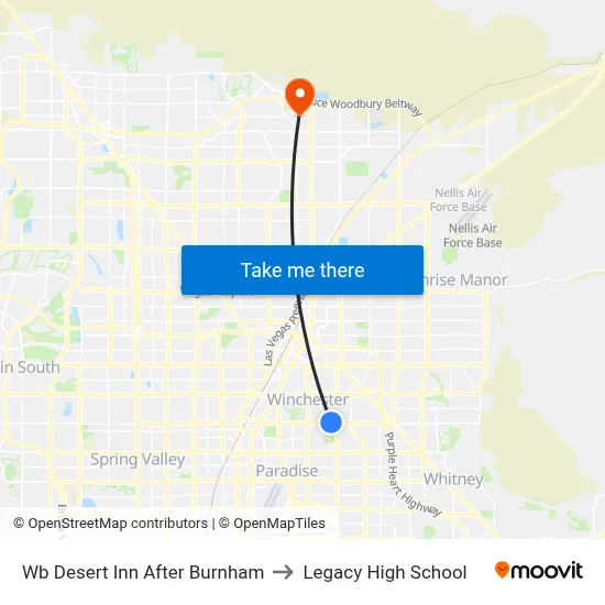 Wb Desert Inn After Burnham to Legacy High School map