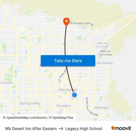 Wb Desert Inn After Eastern to Legacy High School map