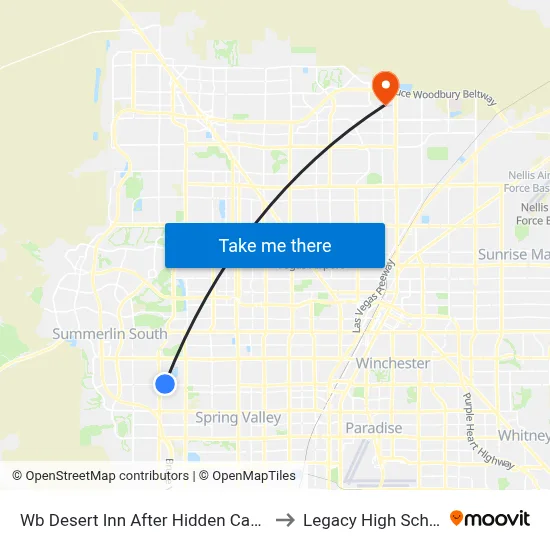 Wb Desert Inn After Hidden Canyon to Legacy High School map