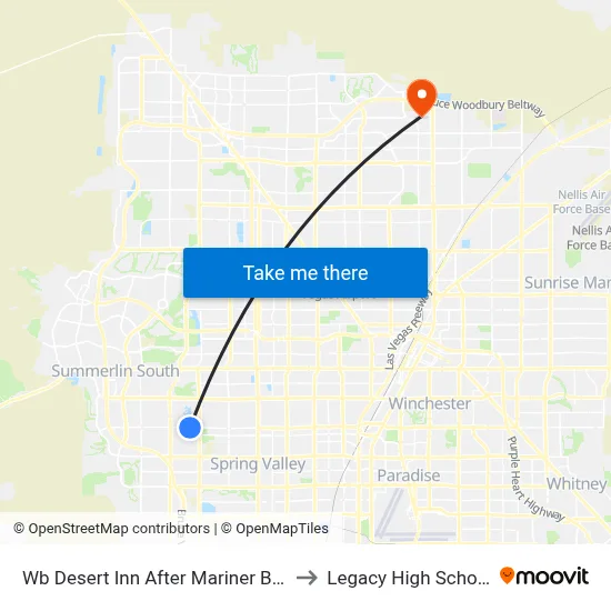 Wb Desert Inn After Mariner Bay to Legacy High School map