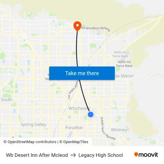 Wb Desert Inn After Mcleod to Legacy High School map