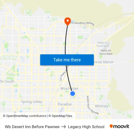 Wb Desert Inn Before Pawnee to Legacy High School map