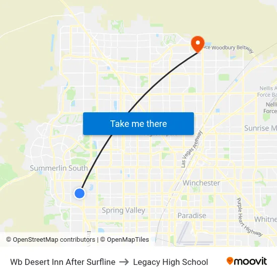 Wb Desert Inn After Surfline to Legacy High School map