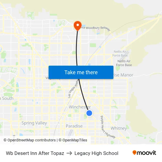 Wb Desert Inn After Topaz to Legacy High School map