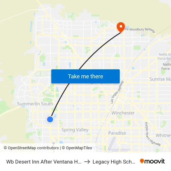 Wb Desert Inn After Ventana Hills to Legacy High School map
