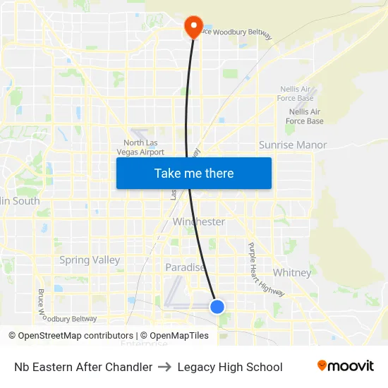 Nb Eastern After Chandler to Legacy High School map