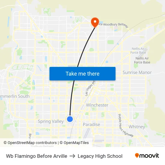 Wb Flamingo Before Arville to Legacy High School map