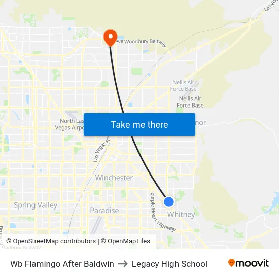 Wb Flamingo After Baldwin to Legacy High School map