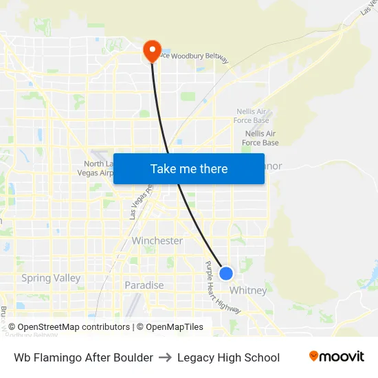 Wb Flamingo After Boulder to Legacy High School map