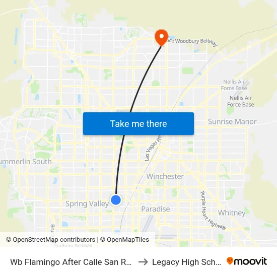 Wb Flamingo After Calle San Remo to Legacy High School map