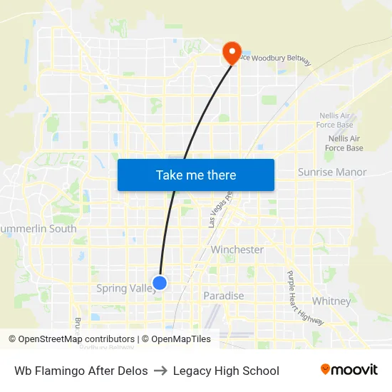 Wb Flamingo After Delos to Legacy High School map