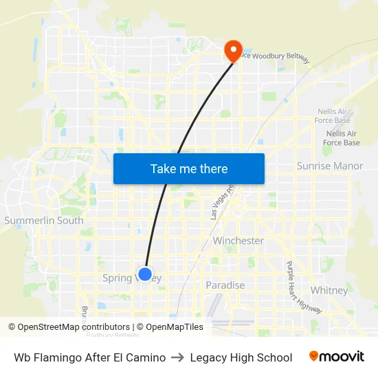 Wb Flamingo After El Camino to Legacy High School map