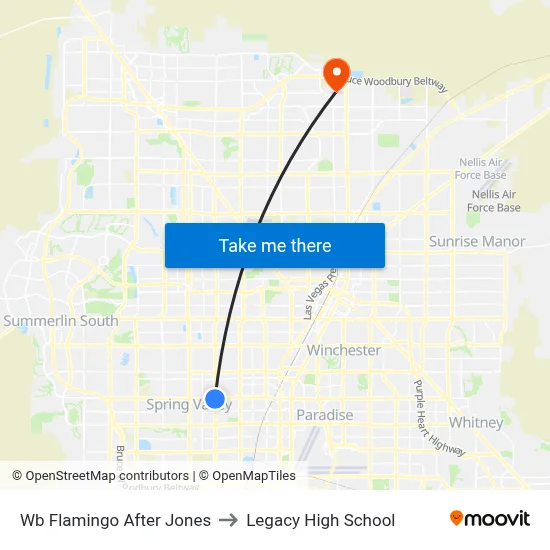 Wb Flamingo After Jones to Legacy High School map