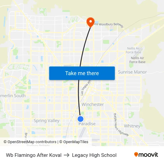 Wb Flamingo After Koval to Legacy High School map