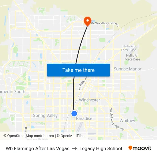 Wb Flamingo After Las Vegas to Legacy High School map