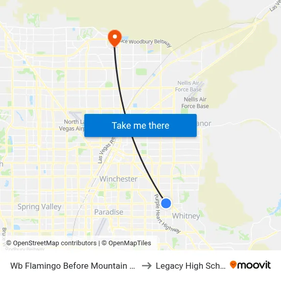 Wb Flamingo Before Mountain Vista to Legacy High School map