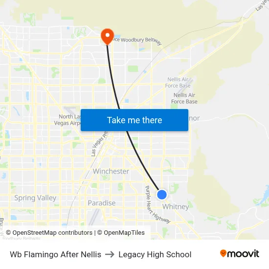 Wb Flamingo After Nellis to Legacy High School map
