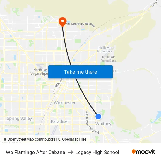 Wb Flamingo After Cabana to Legacy High School map