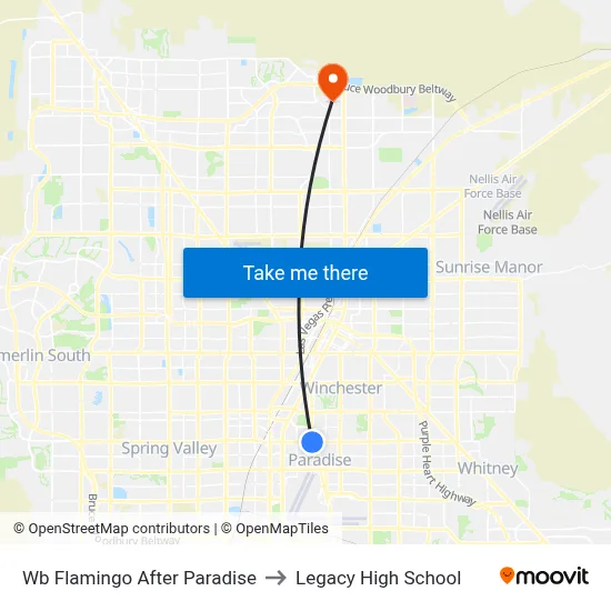 Wb Flamingo After Paradise to Legacy High School map