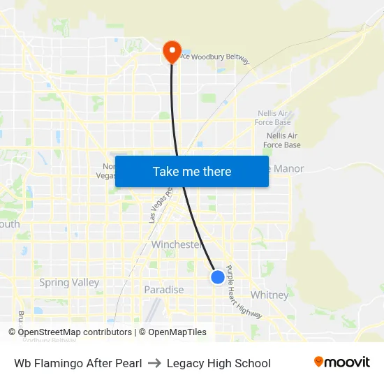 Wb Flamingo After Pearl to Legacy High School map